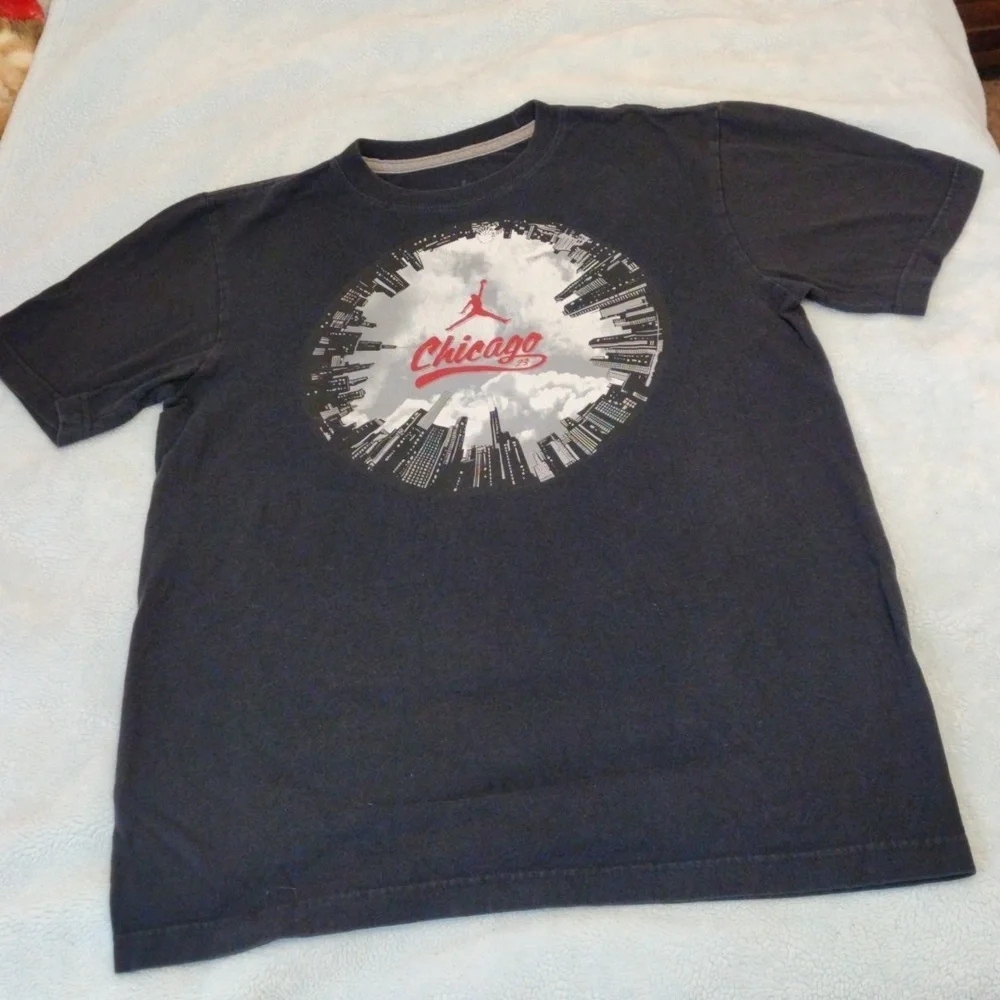 Jordan shirt with Chicago displayed in the middle